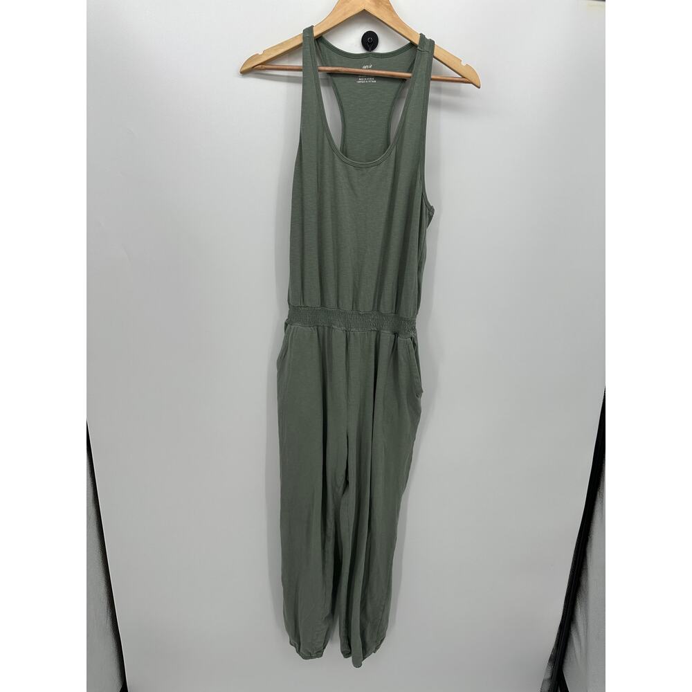 Aerie Womens Green Romper Jumpsuit Joggers Size M Pockets Summer Casual Lounge‎